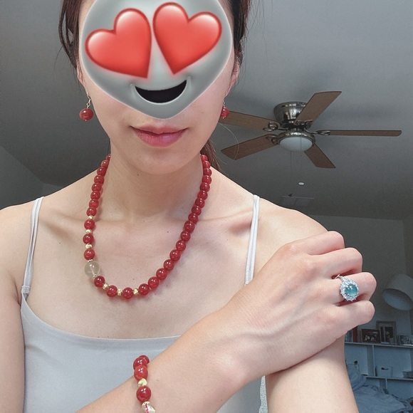 Handmade Carnelian & Yellow Quartz Jewelry Set - Picture 5 of 5